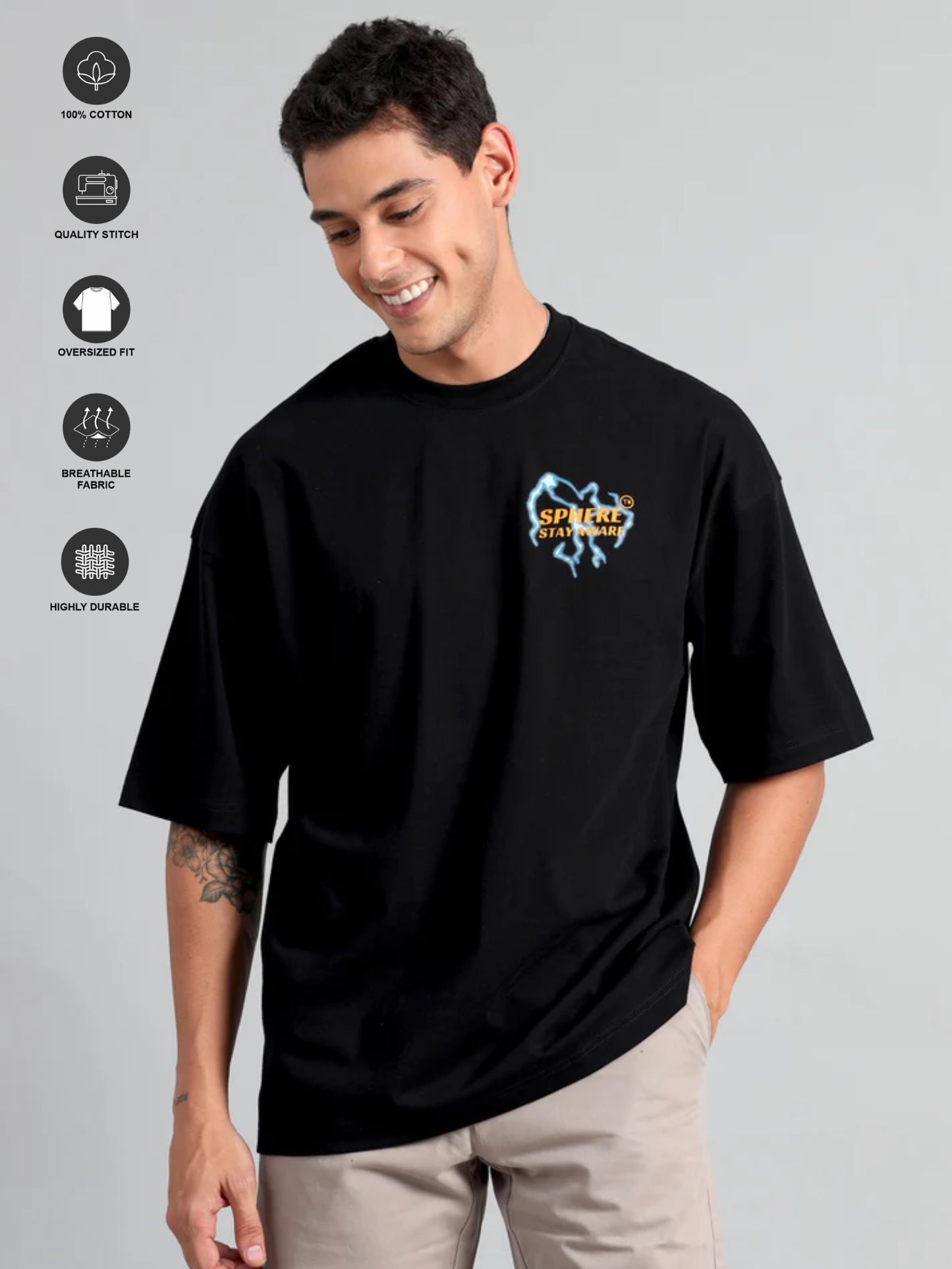 Sphere Thunder Black Oversized T-shirt