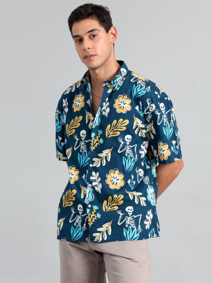 SKELETON PRINT OVERSIZED SHIRT