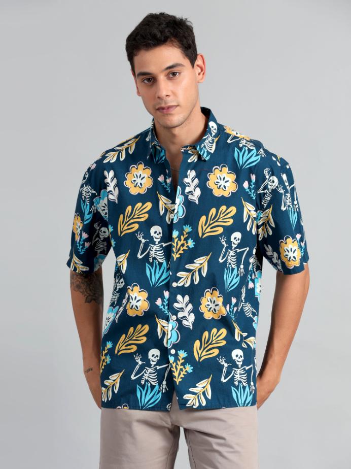 SKELETON PRINT OVERSIZED SHIRT