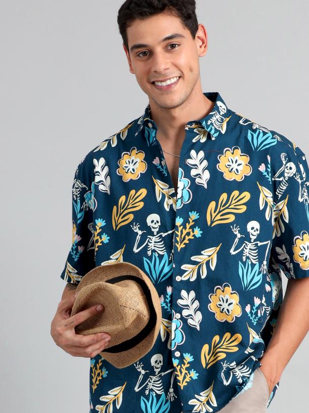 SKELETON PRINT OVERSIZED SHIRT