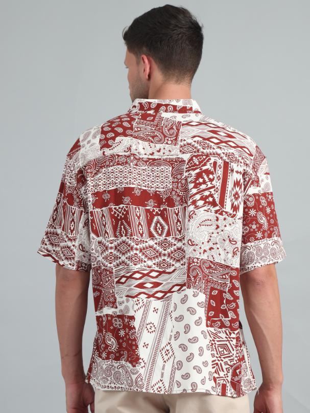 BROWN BOHO ART OVERSIZED SHIRT