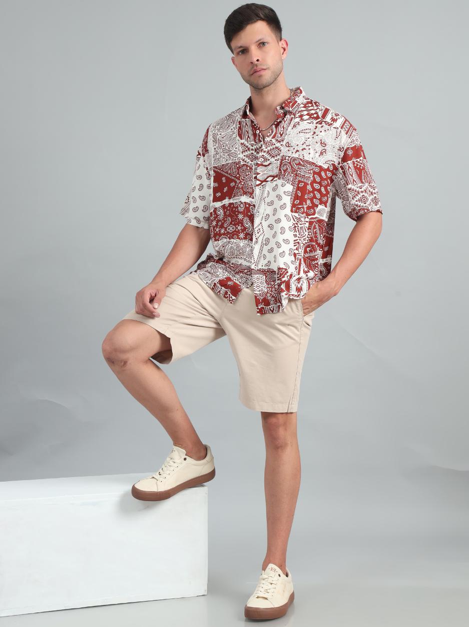 BROWN BOHO ART OVERSIZED SHIRT