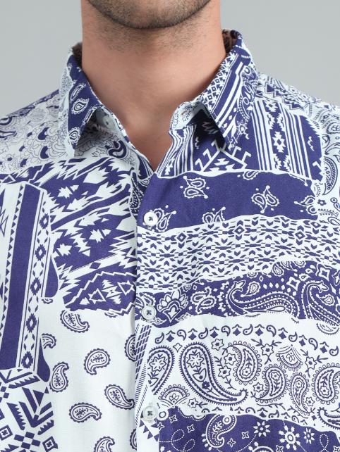 BLUE BOHO ART OVERSIZED SHIRT