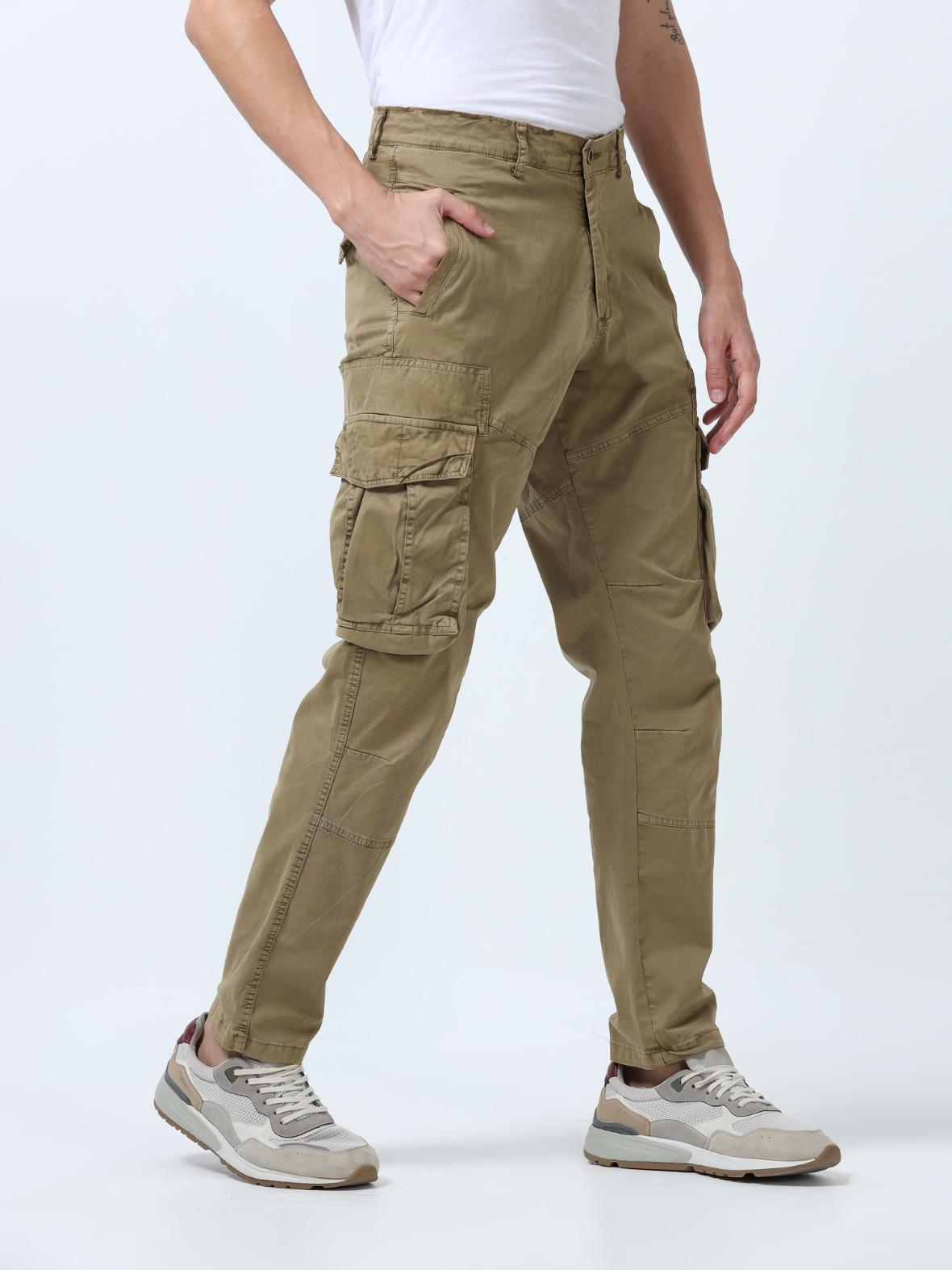 Beige Cotton Cargo Pant