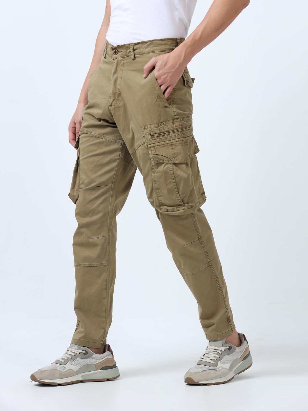 Beige Cotton Cargo Pant