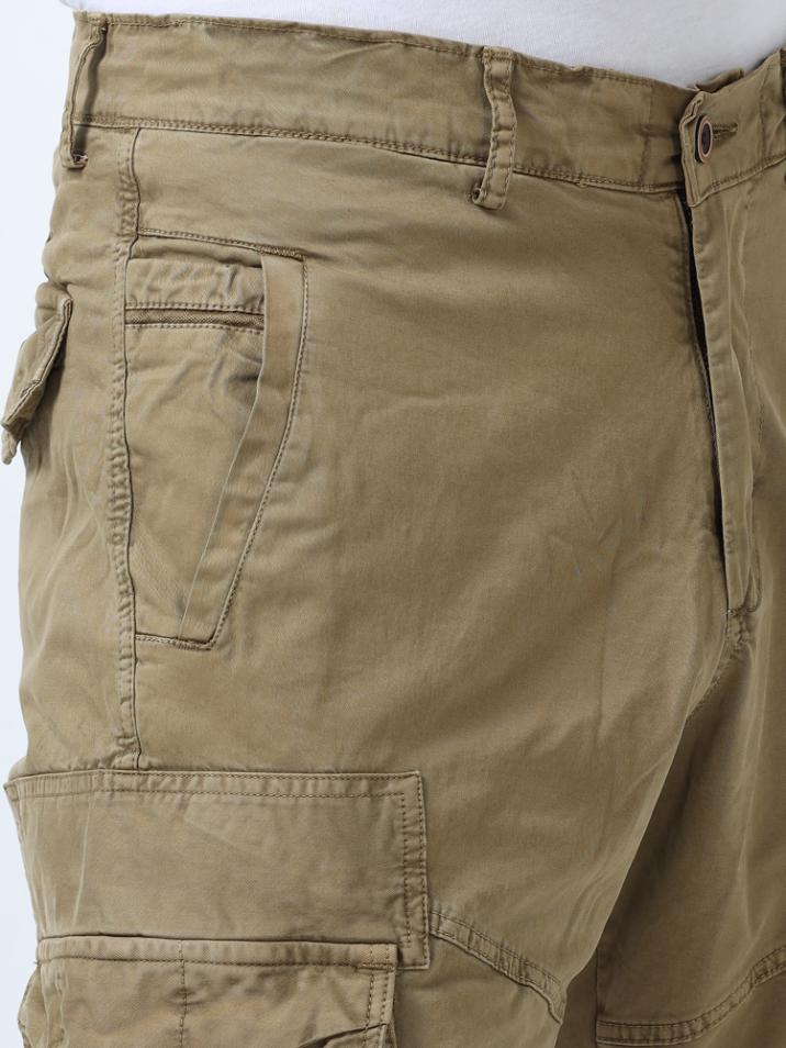 Beige Cotton Cargo Pant