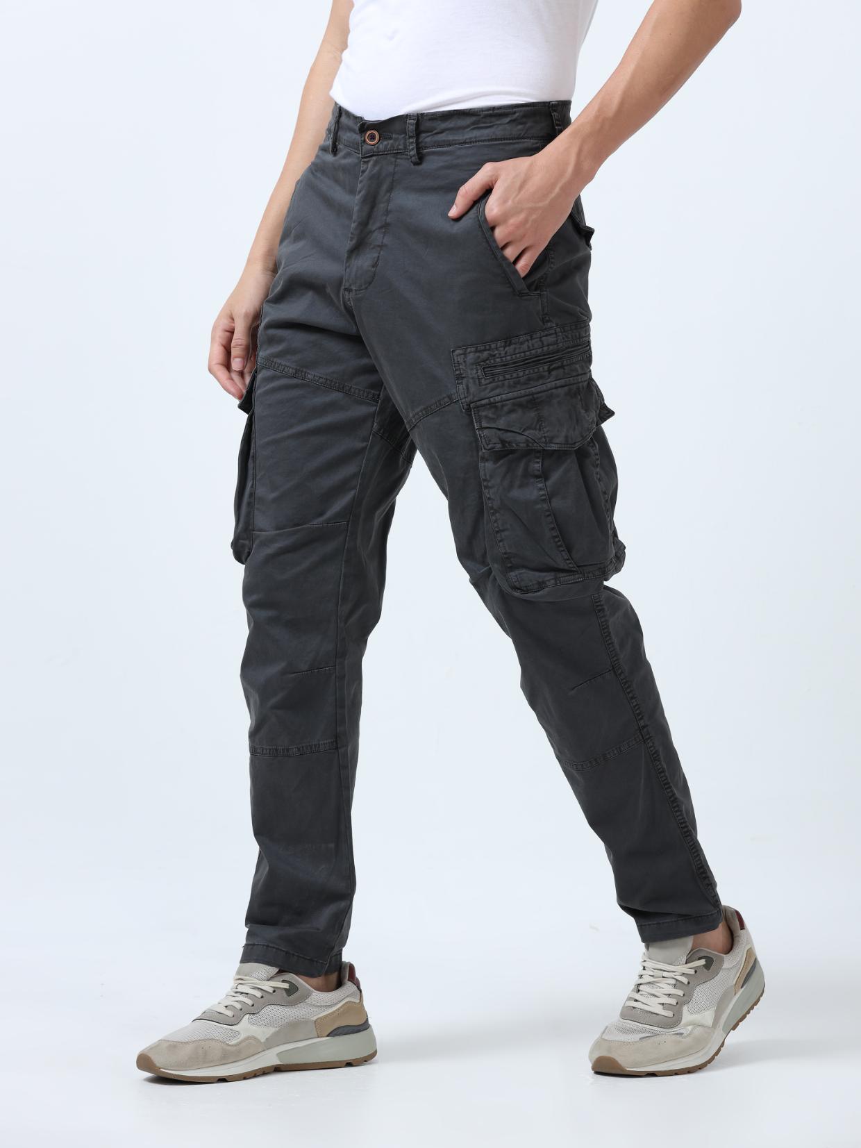 Grey Cotton Cargo Pant