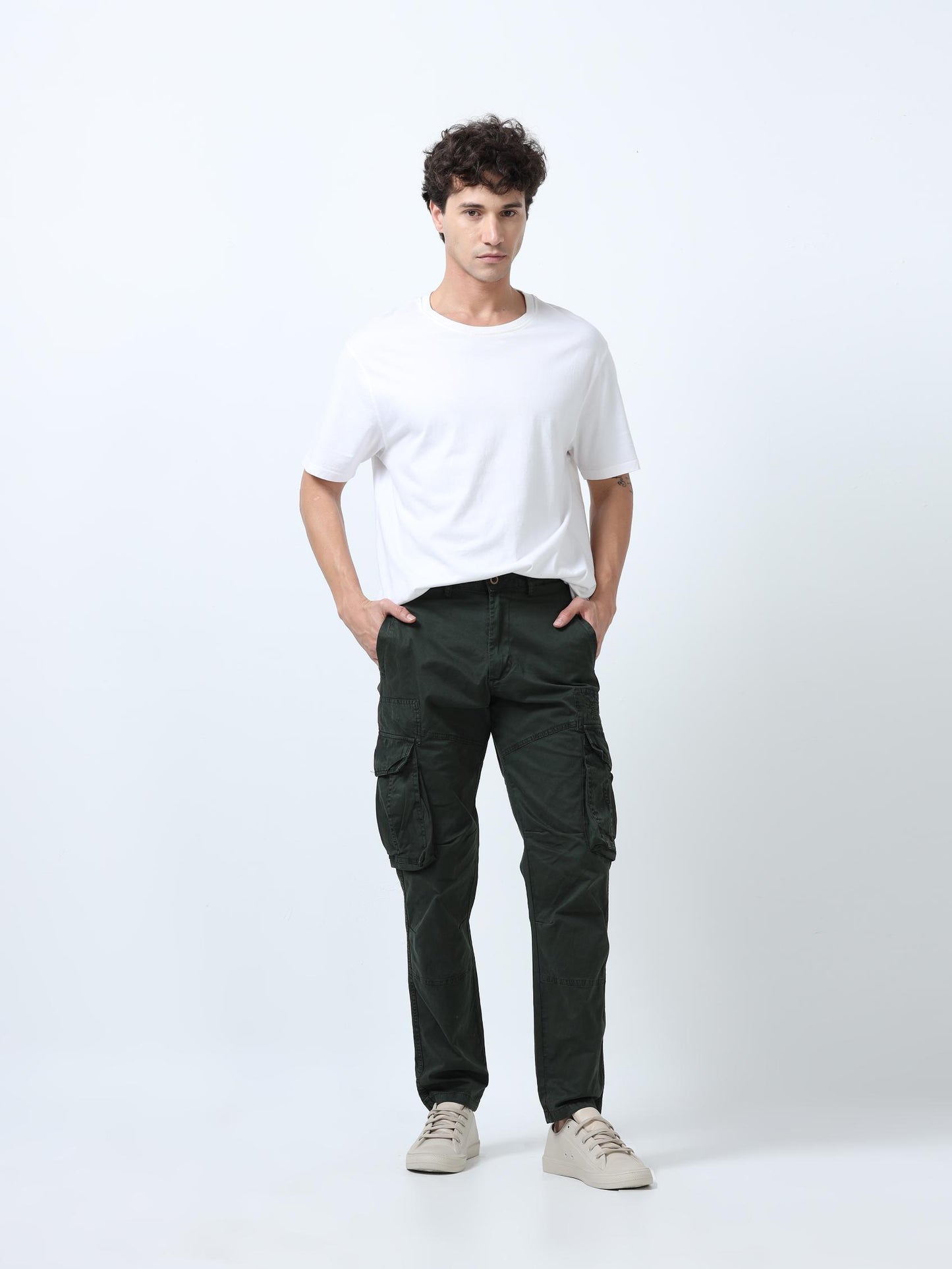 Green Cotton Cargo Pant