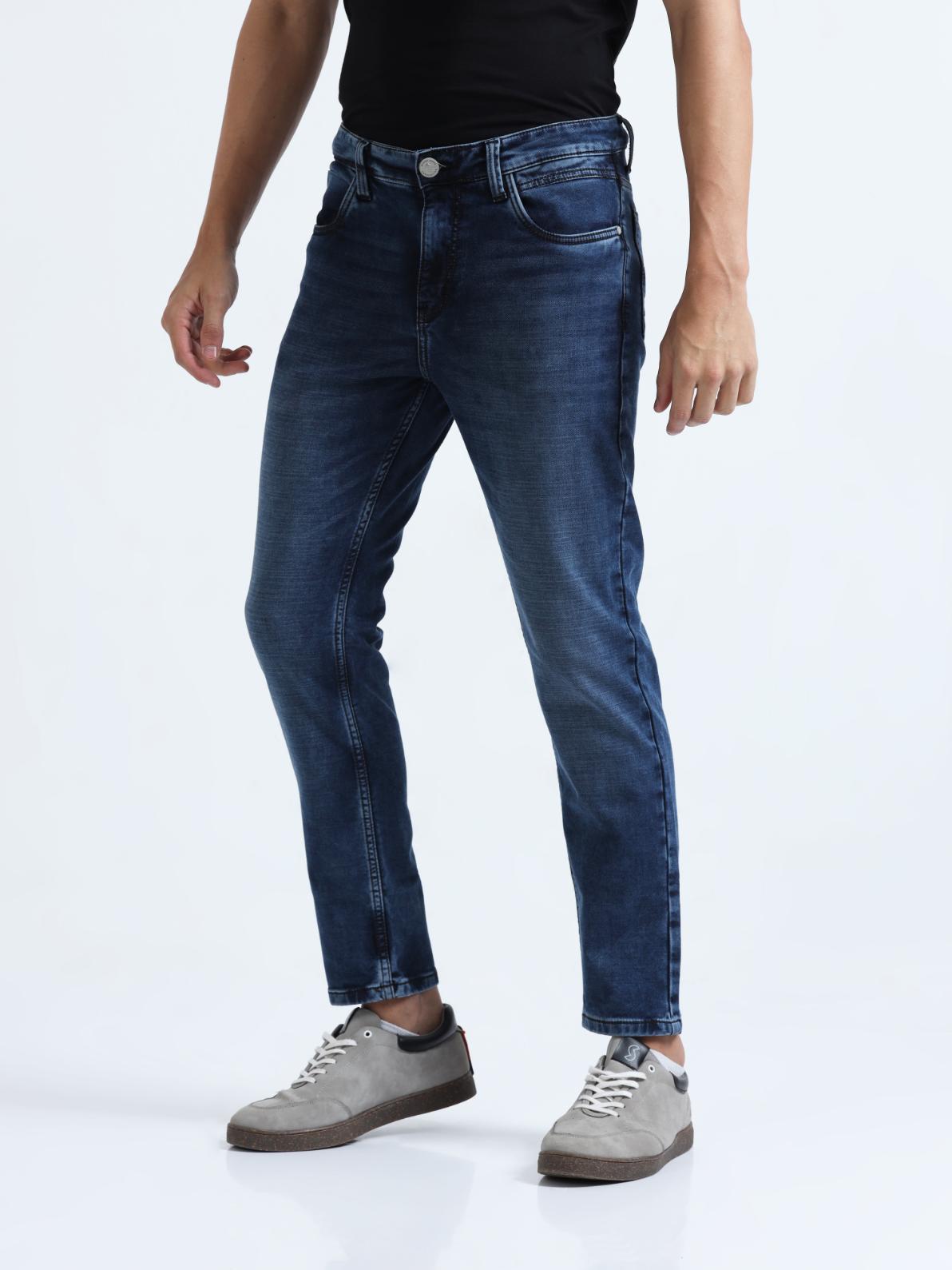 Blue High Rise Ankle Fit Stretch Jeans