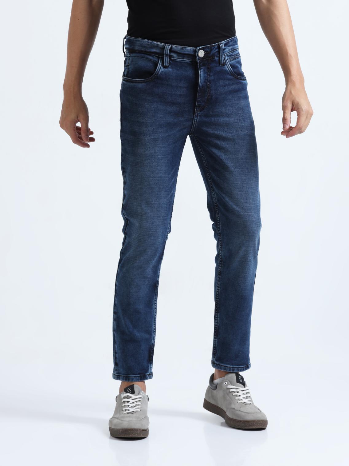 Blue High Rise Ankle Fit Stretch Jeans