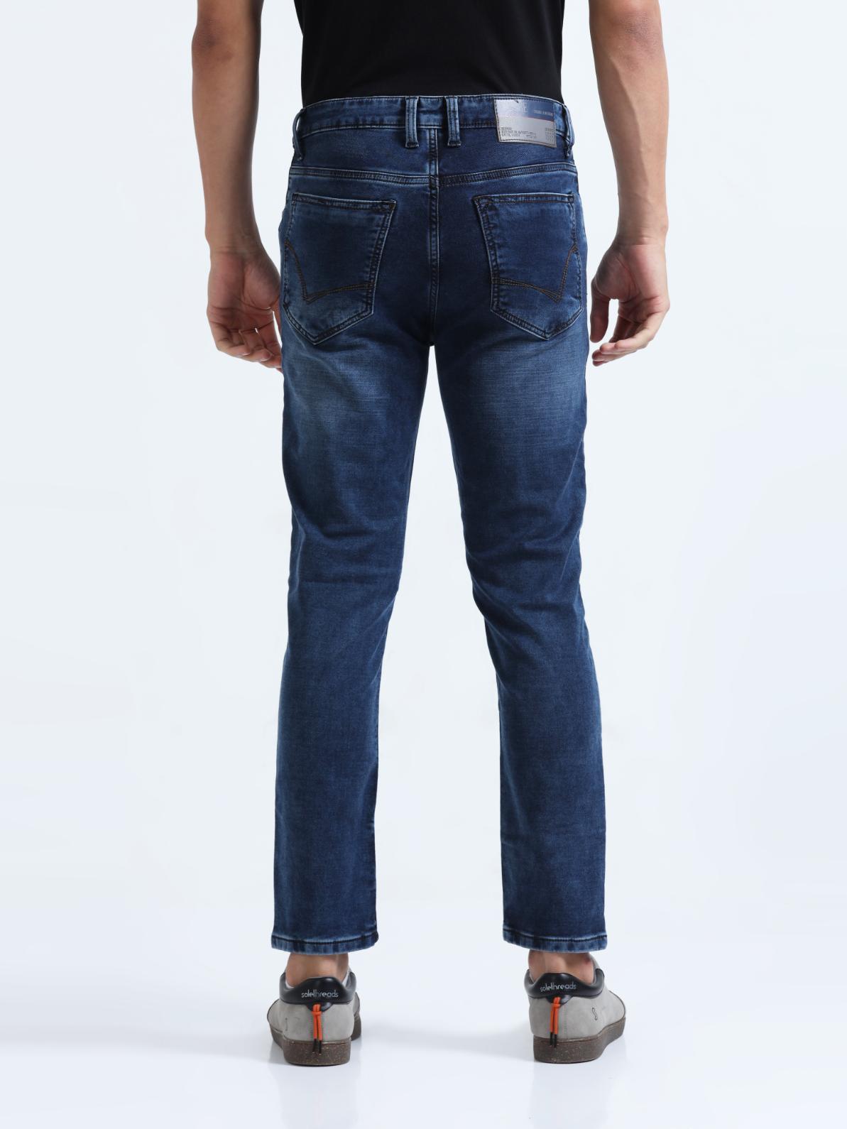 Blue High Rise Ankle Fit Stretch Jeans