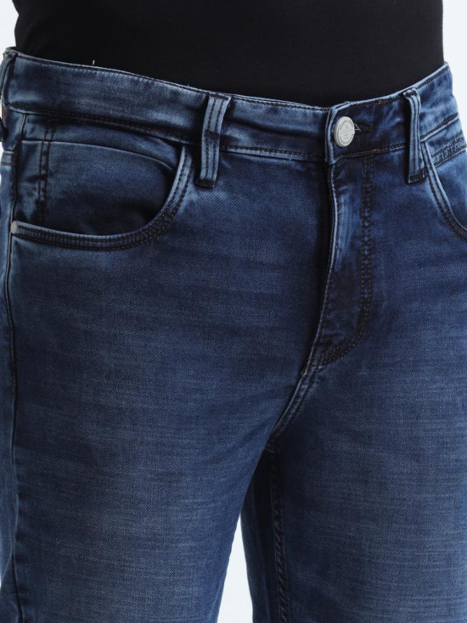 Blue High Rise Ankle Fit Stretch Jeans