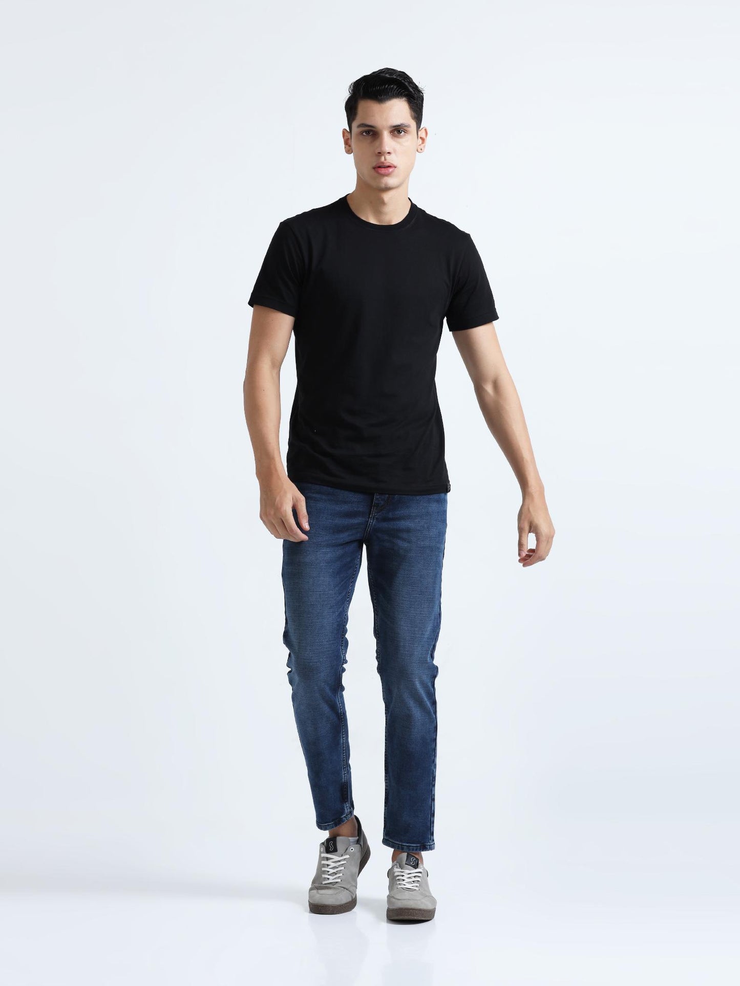 Blue High Rise Ankle Fit Stretch Jeans
