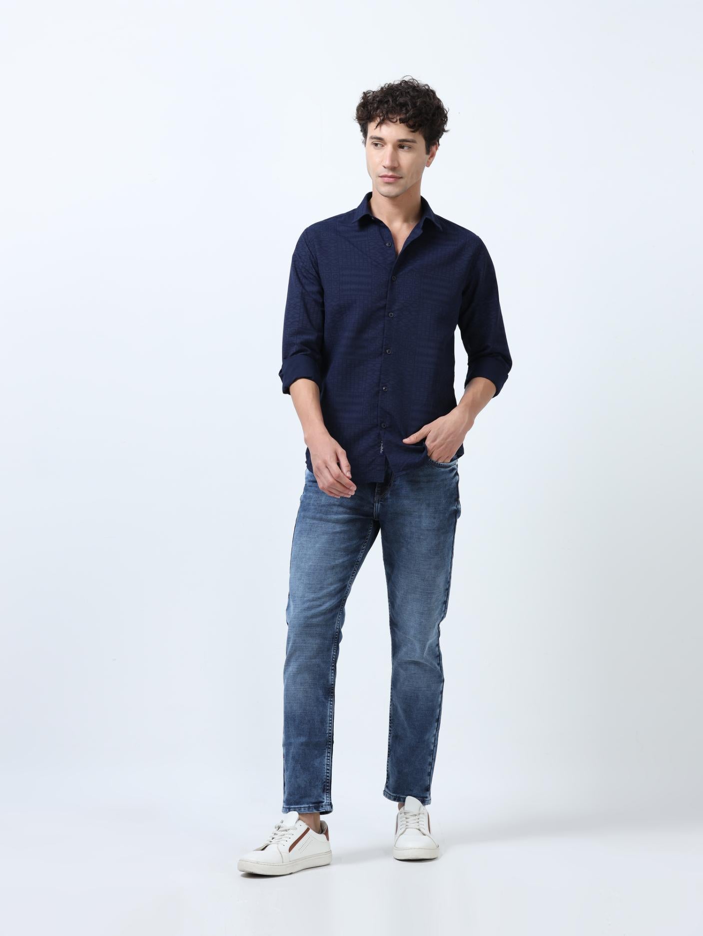 Blue High Rise Washed Ankle Fit Jeans
