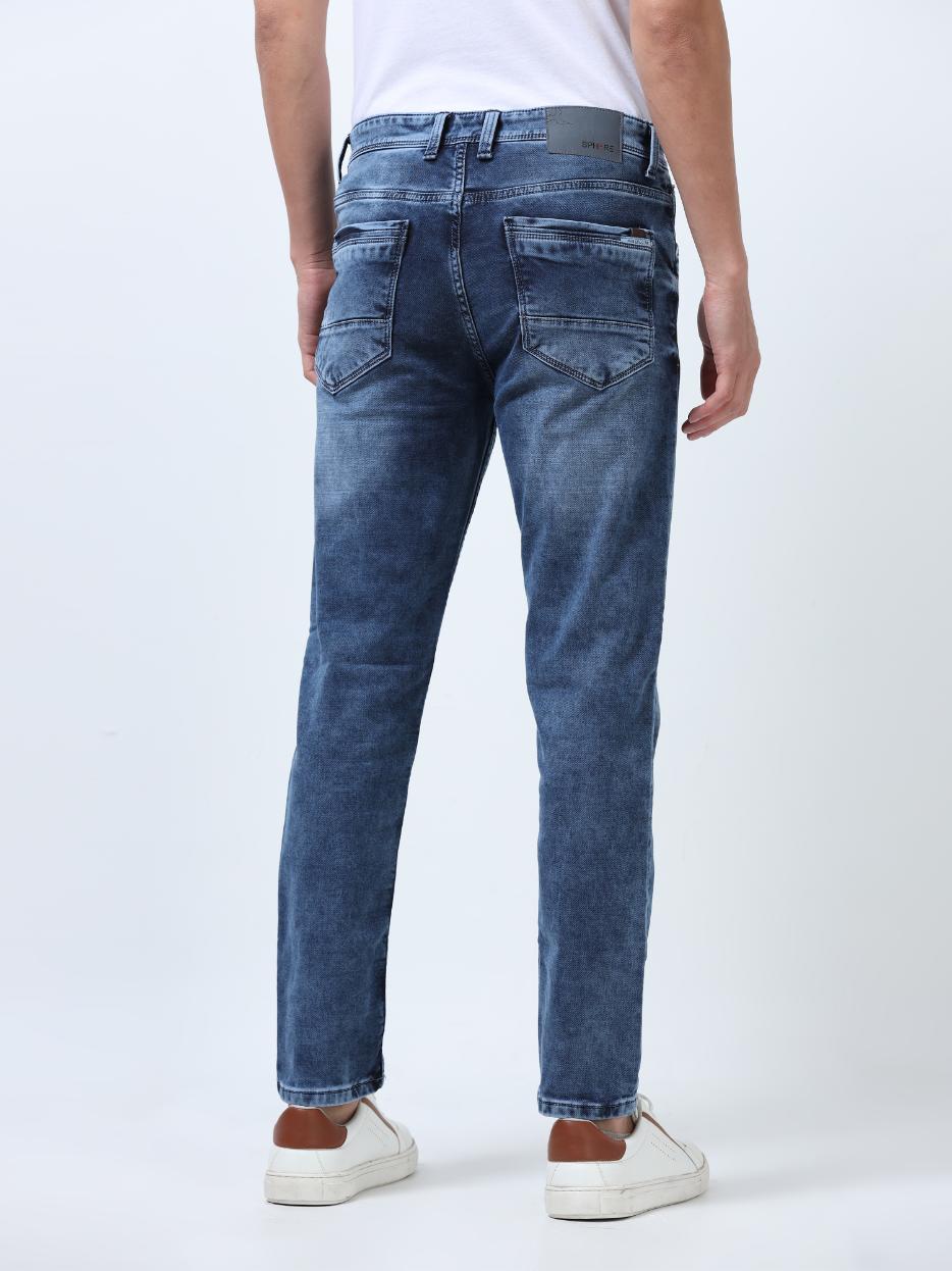 Blue High Rise Washed Ankle Fit Jeans