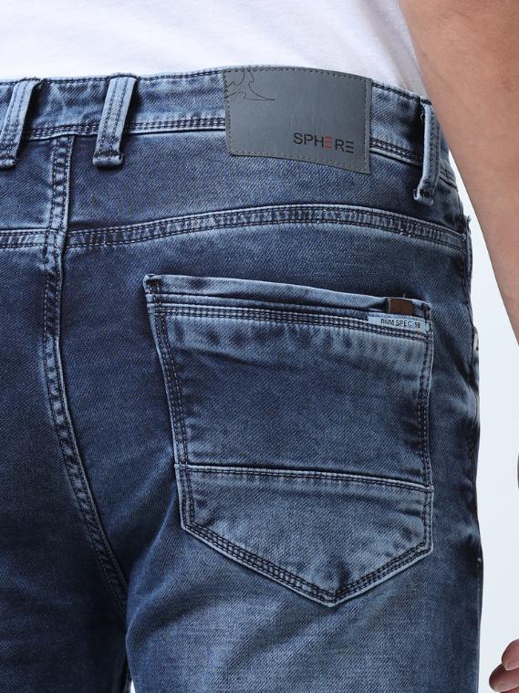 Blue High Rise Washed Ankle Fit Jeans