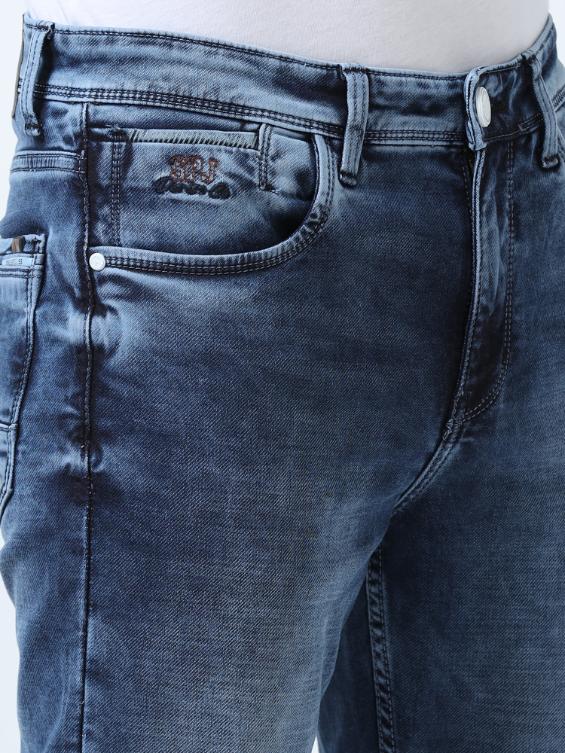 Blue High Rise Washed Ankle Fit Jeans