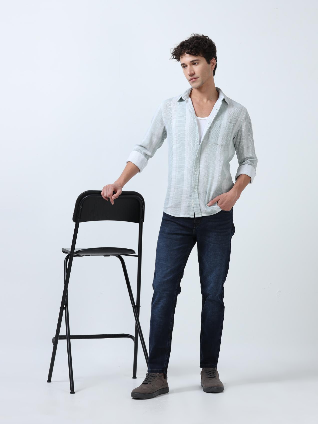Dark Blue High Rise Ankle Fit Jeans