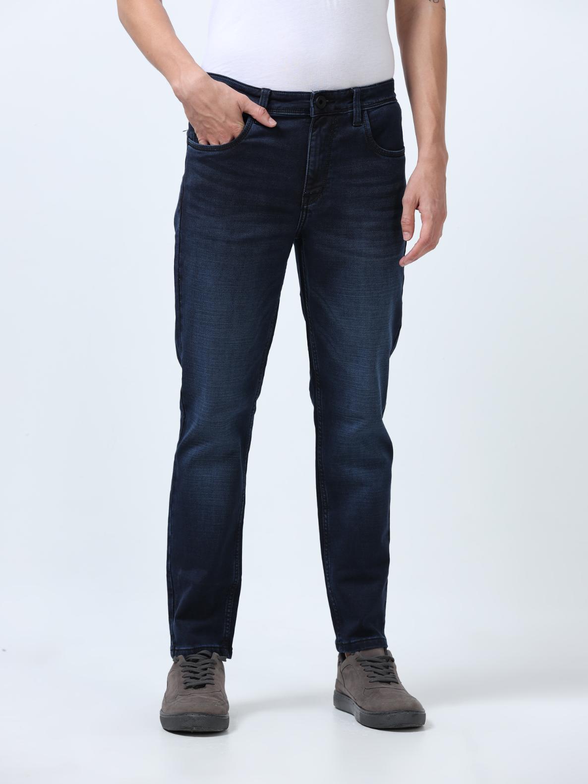 Dark Blue High Rise Ankle Fit Jeans