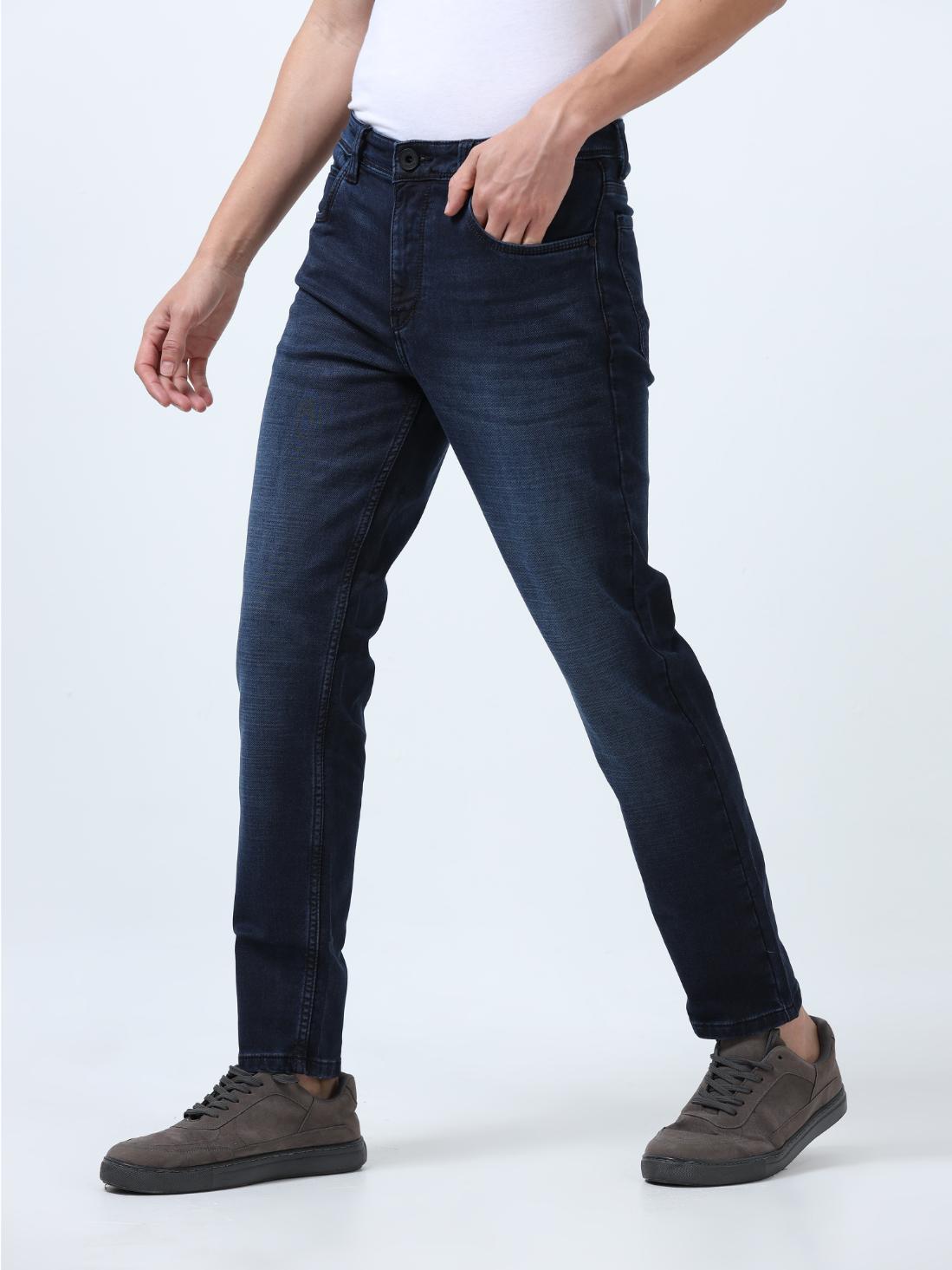 Dark Blue High Rise Ankle Fit Jeans