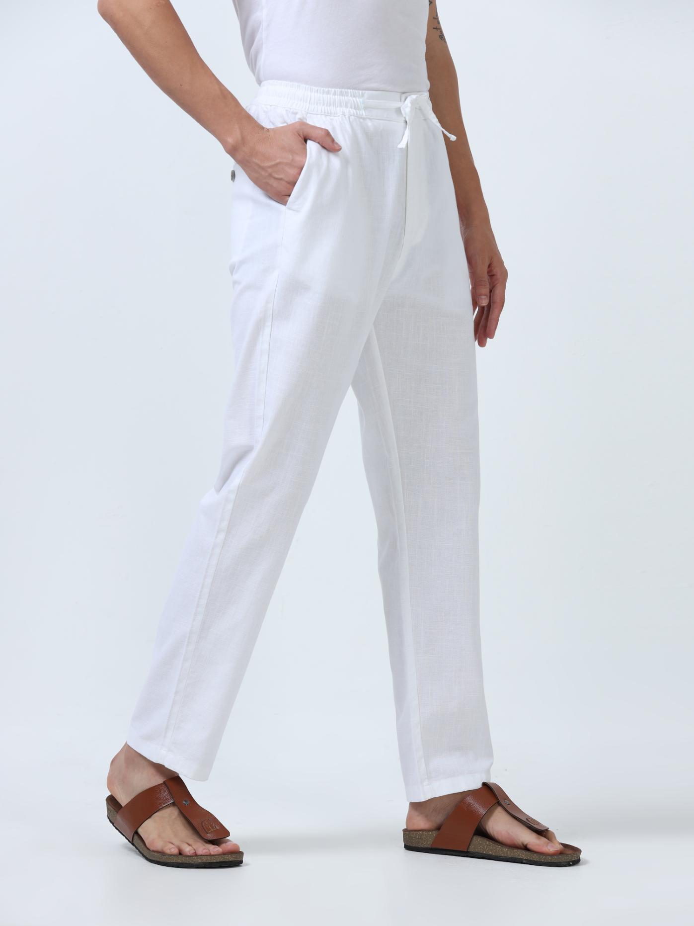 Flexactive White Linen Pants