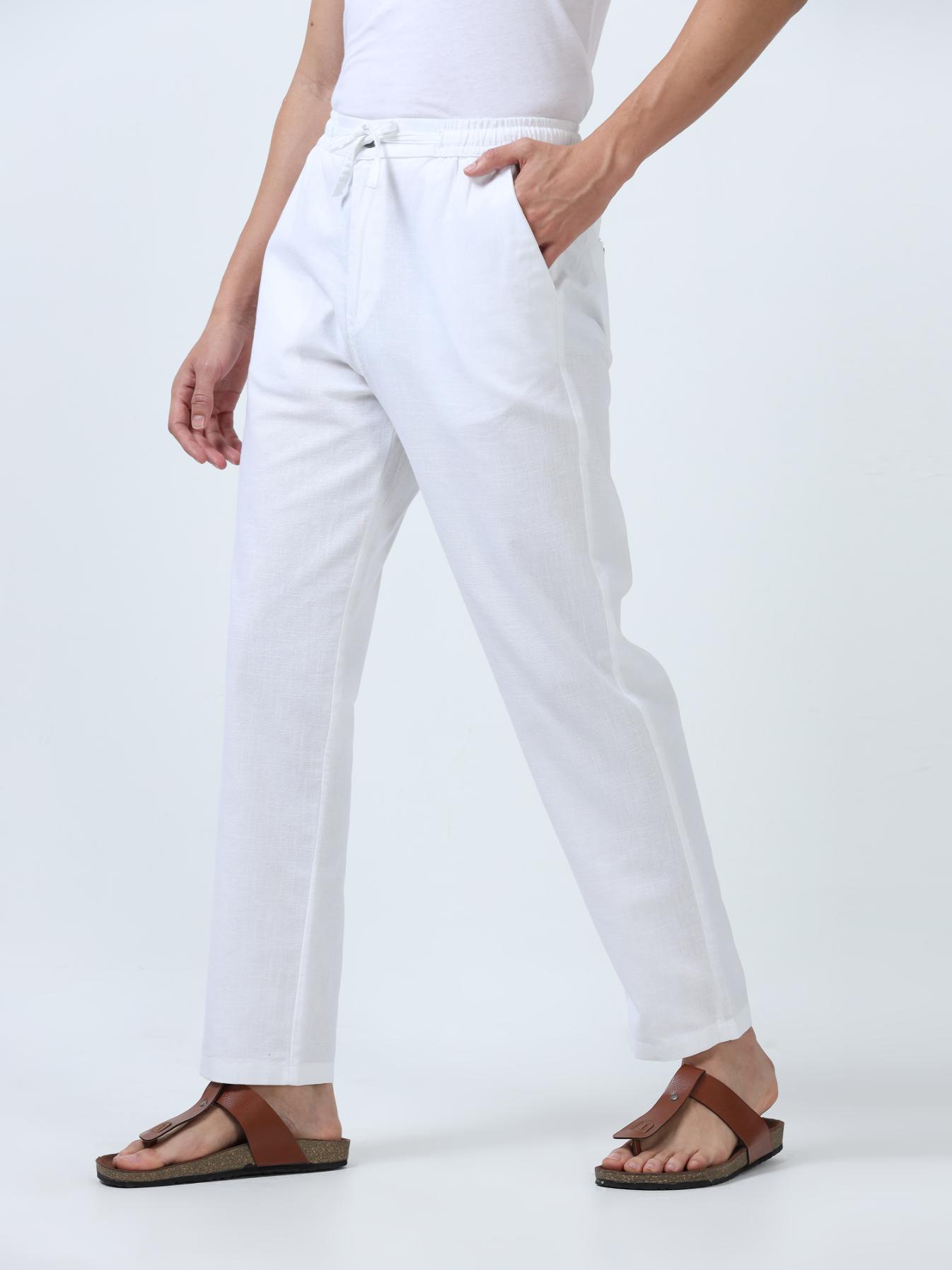 Flexactive White Linen Pants