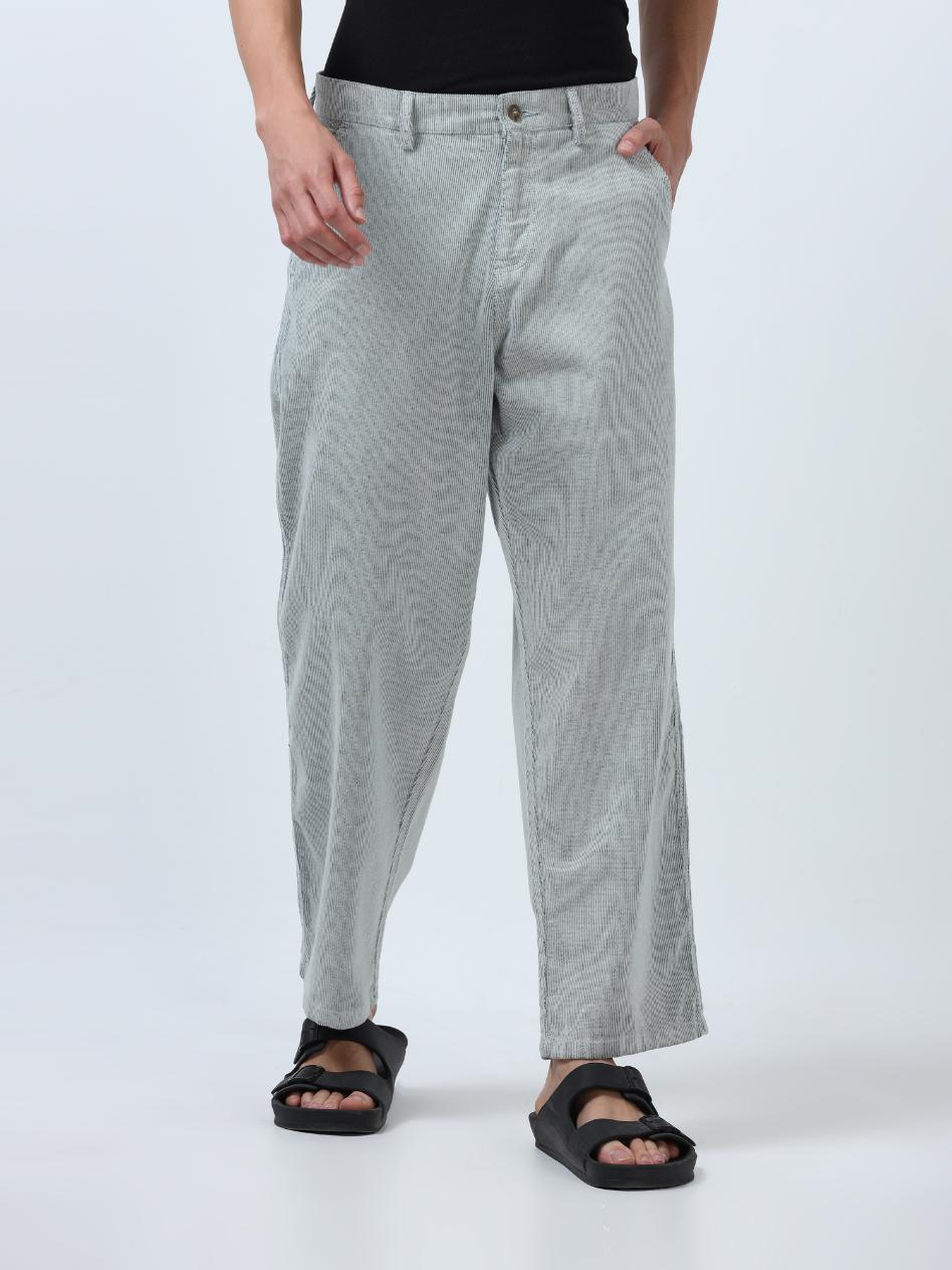 Grey Chord Baggy Fit Korean Pant