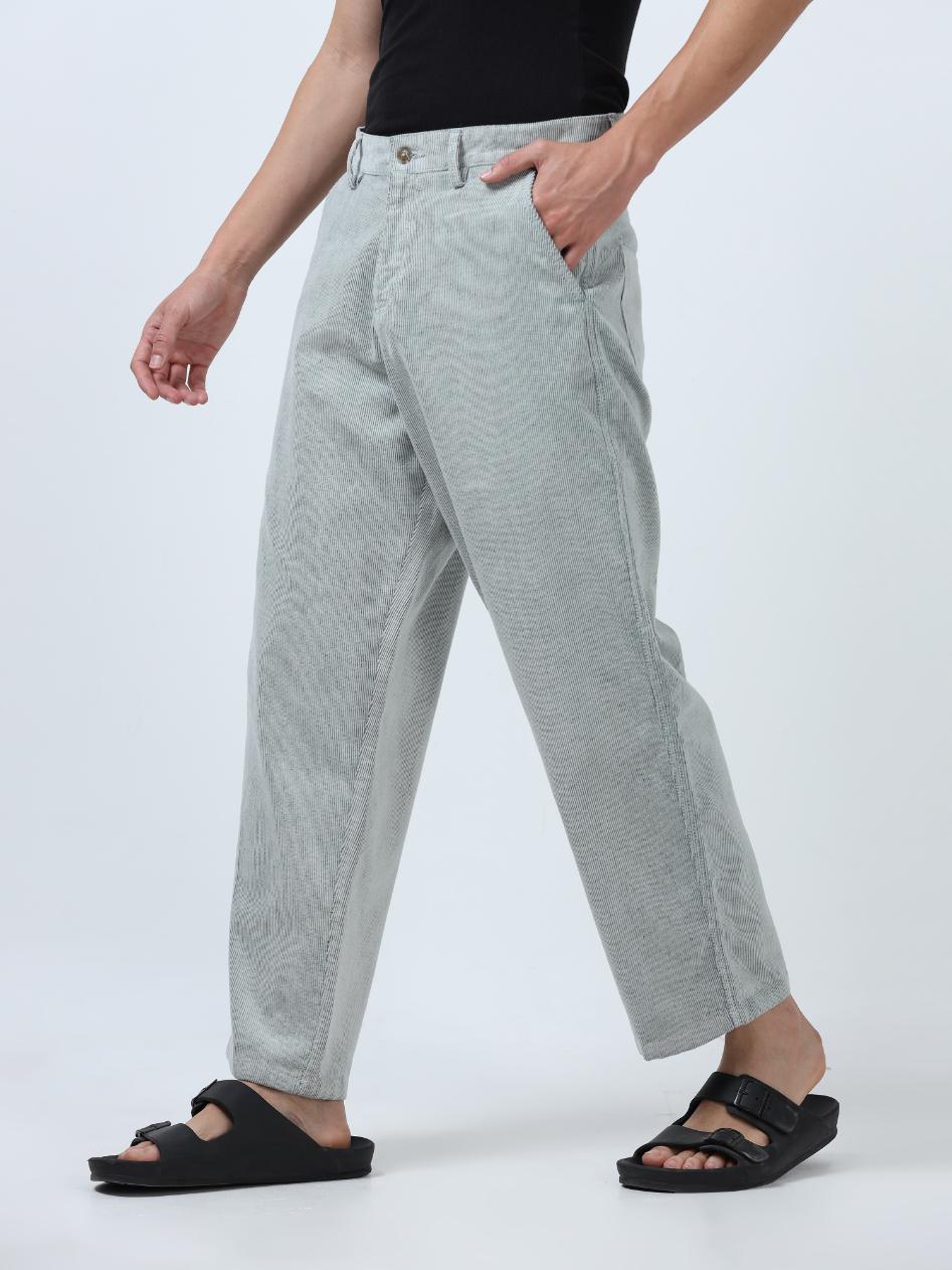 Grey Chord Baggy Fit Korean Pant