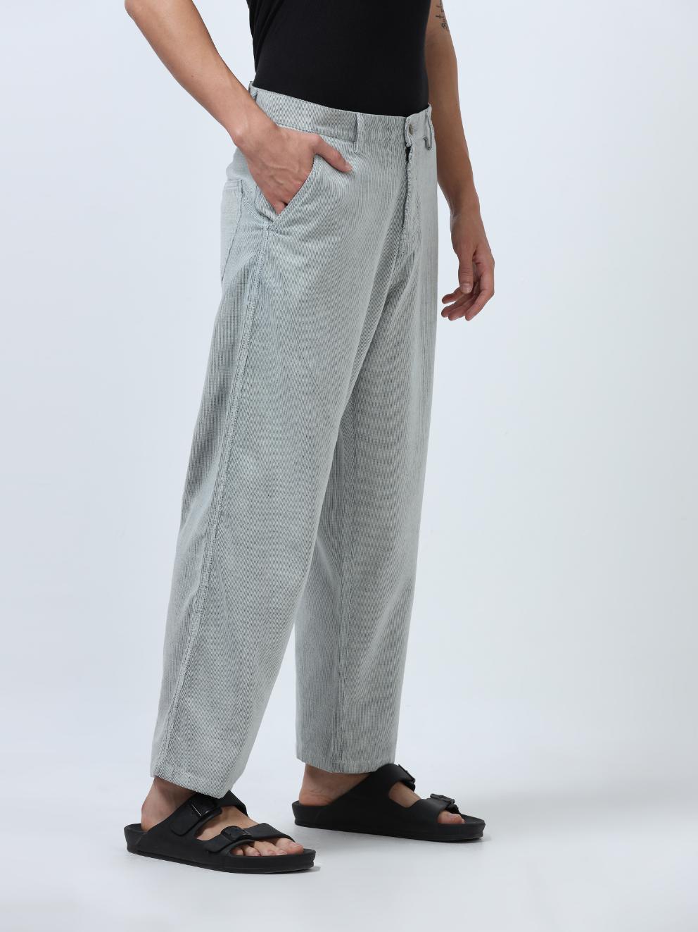 Grey Chord Baggy Fit Korean Pant
