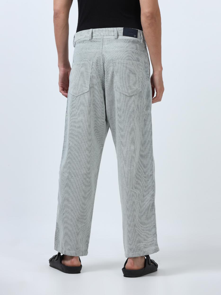 Grey Chord Baggy Fit Korean Pant