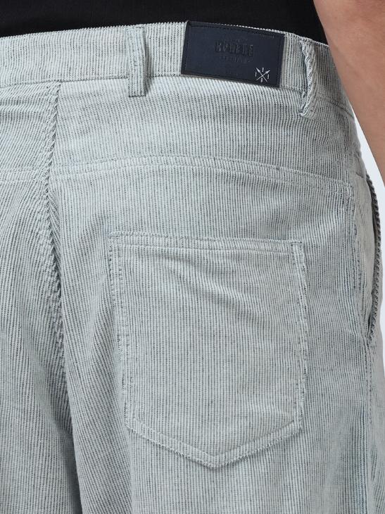 Grey Chord Baggy Fit Korean Pant