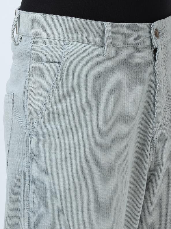 Grey Chord Baggy Fit Korean Pant