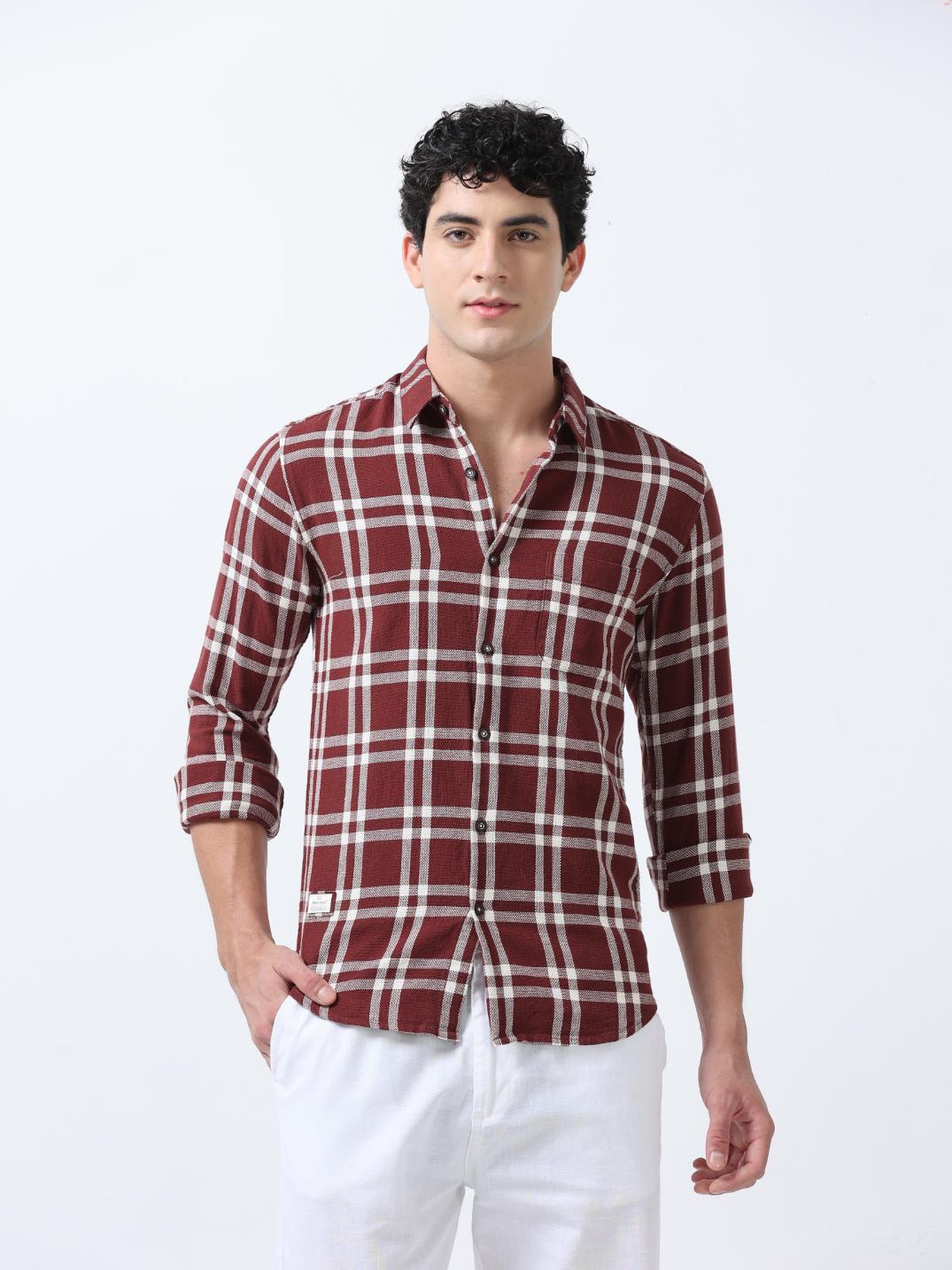Plaid Vector Maroon Shirt