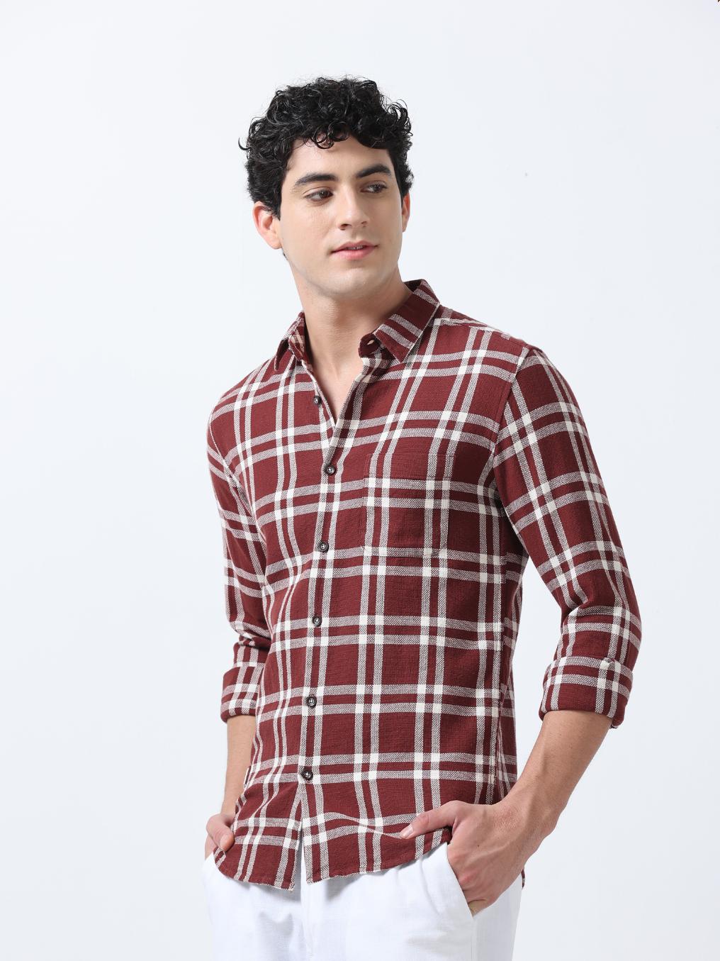 Plaid Vector Maroon Shirt