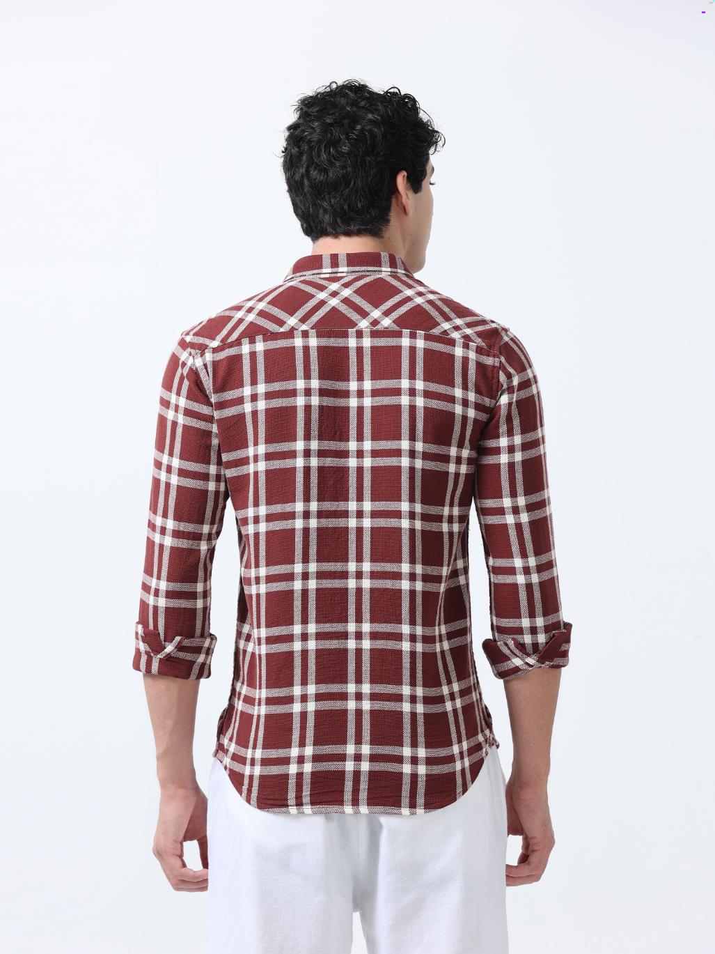 Plaid Vector Maroon Shirt