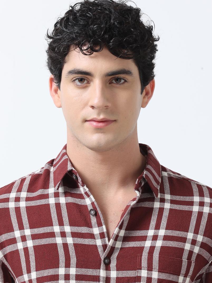 Plaid Vector Maroon Shirt