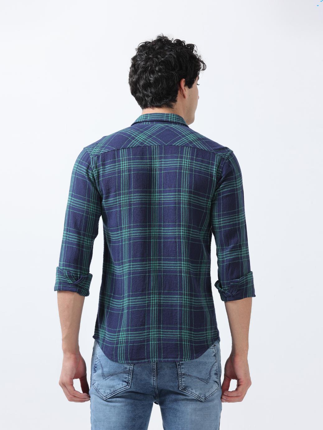 Plaid Vector Indigo Blue Shirt