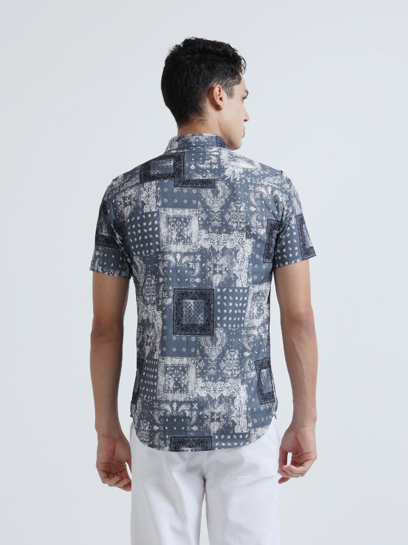 Pixel Paisley Blue Shirt