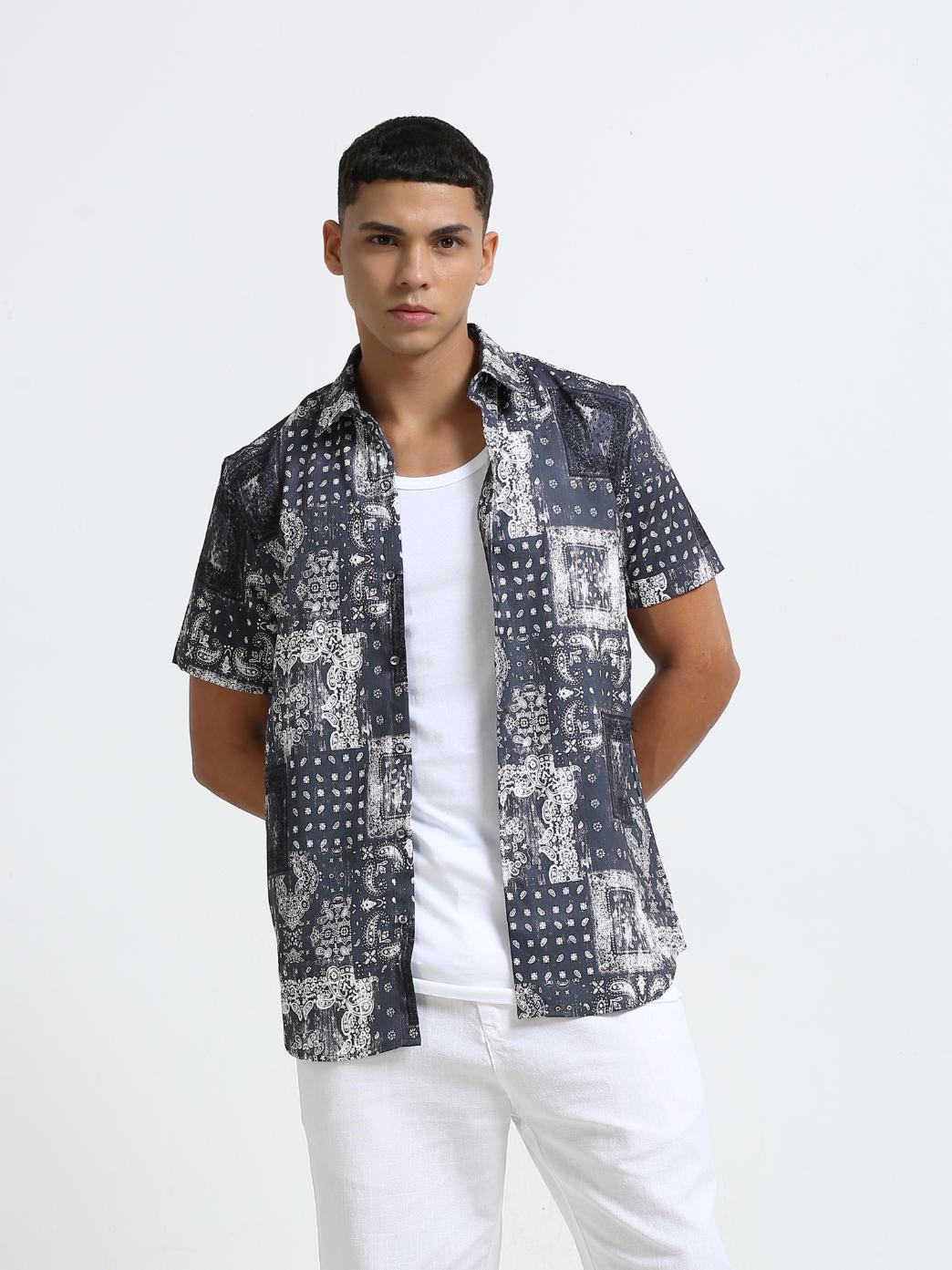 Pixel Paisley Grey Shirt