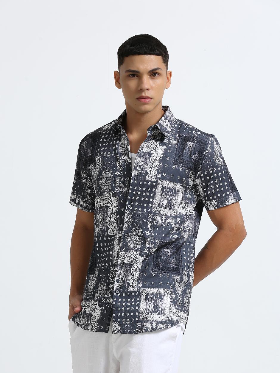 Pixel Paisley Grey Shirt