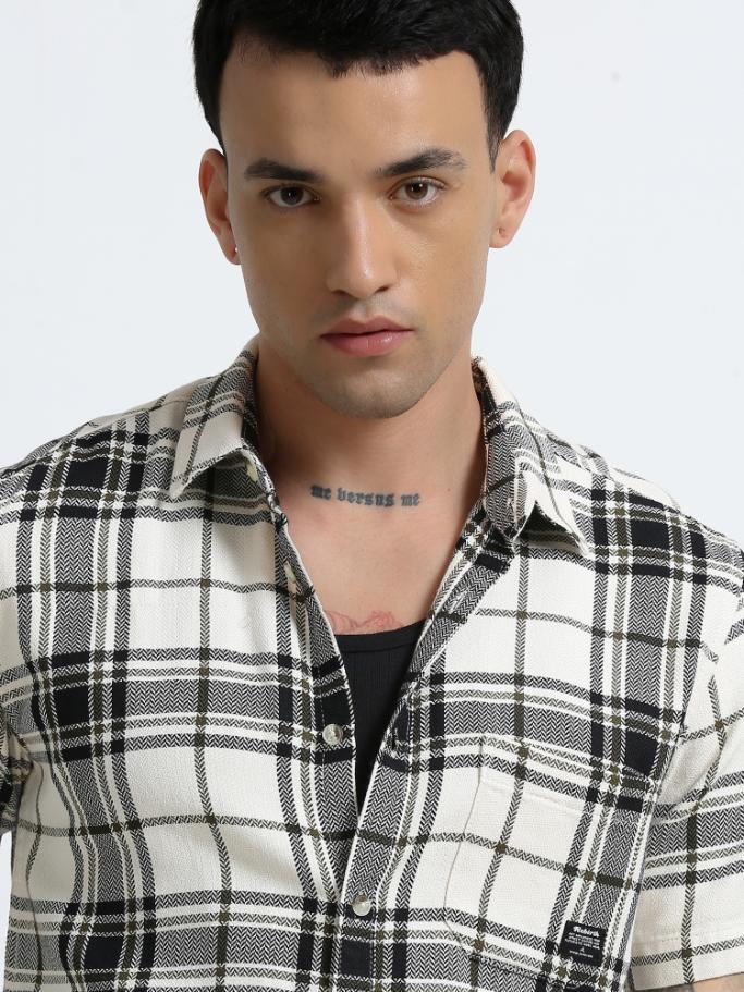 Black Checkered Slim Fit Shirt