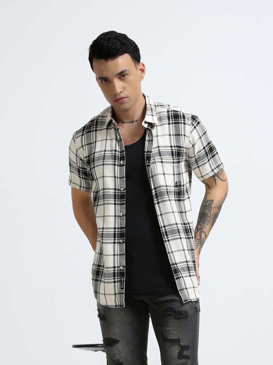 Black Checkered Slim Fit Shirt