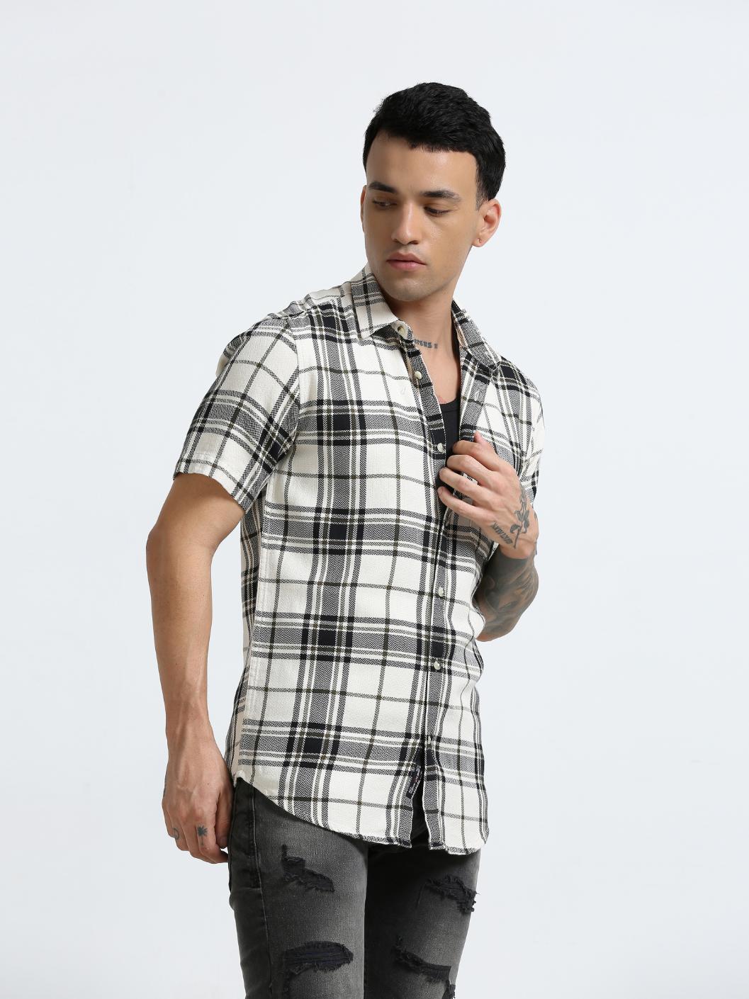 Black Checkered Slim Fit Shirt