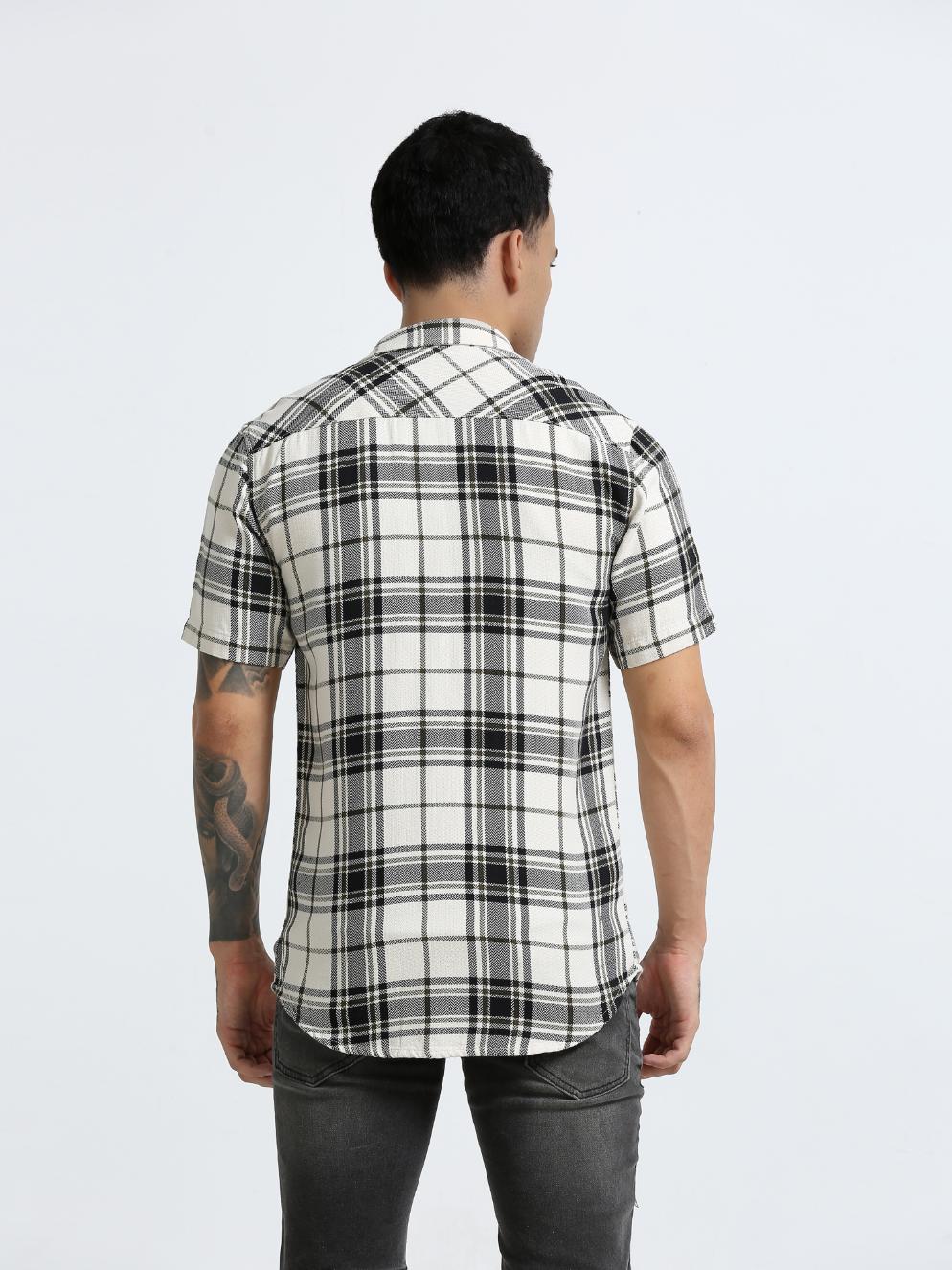 Black Checkered Slim Fit Shirt