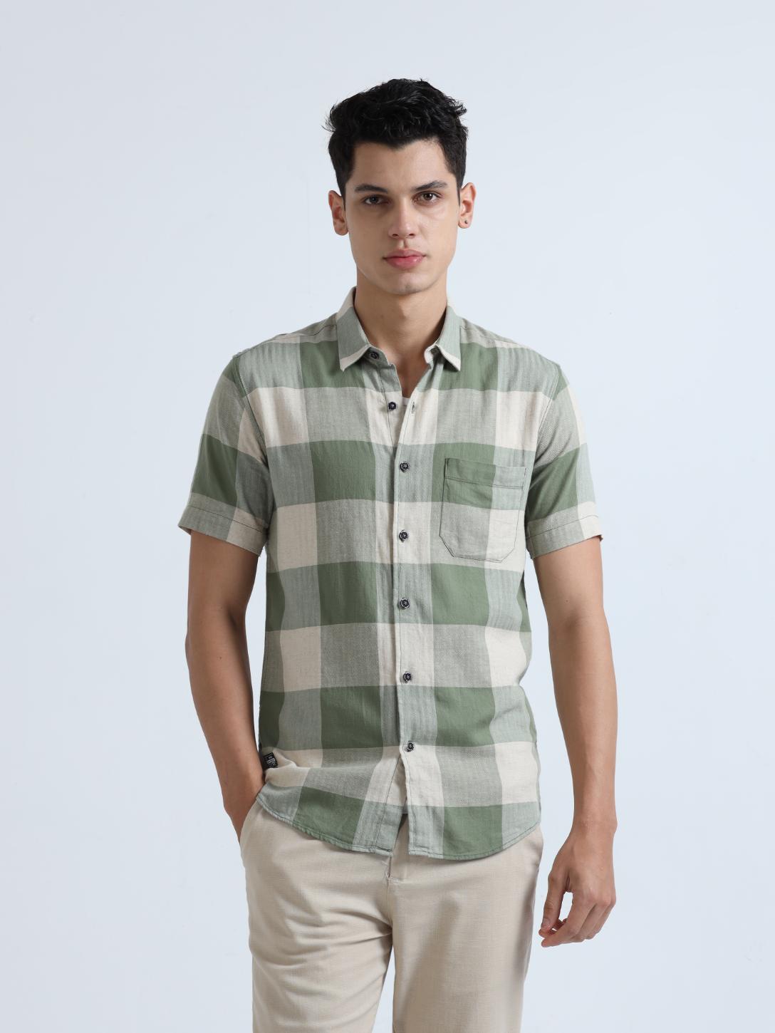 Green Box Checks Casual Shirt