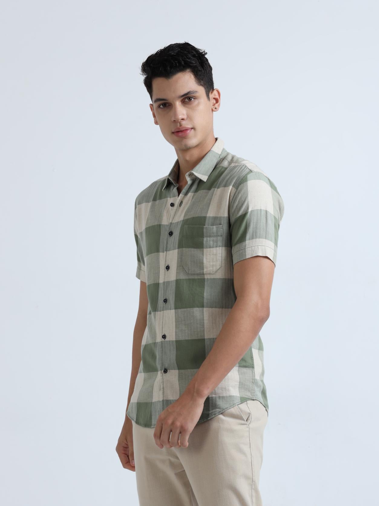Green Box Checks Casual Shirt