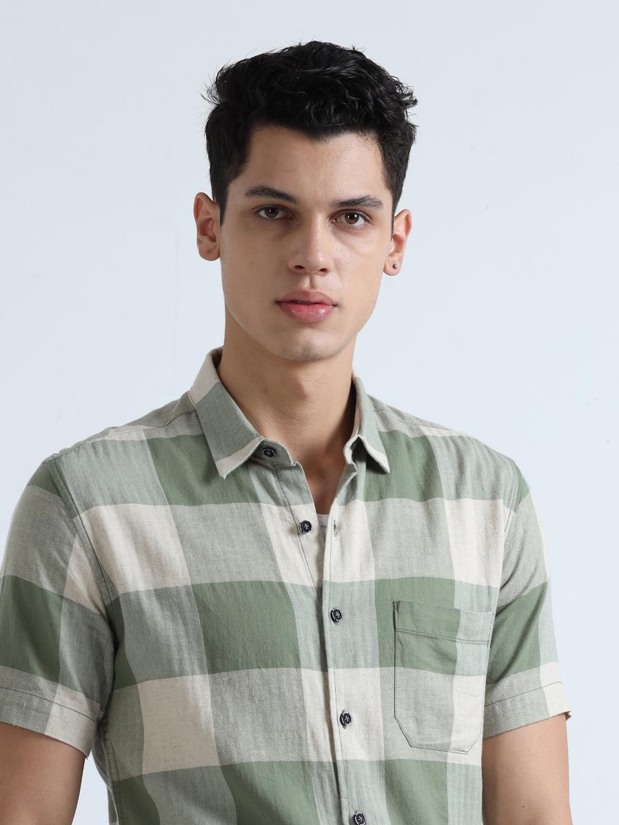 Green Box Checks Casual Shirt