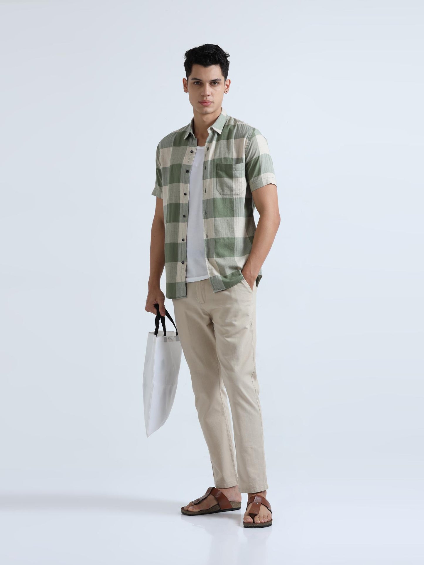 Green Box Checks Casual Shirt