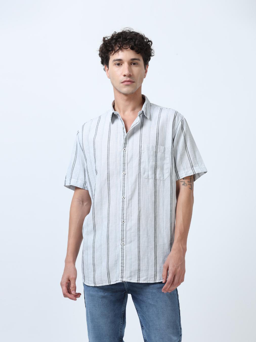 White Stripes Cotton Shirt