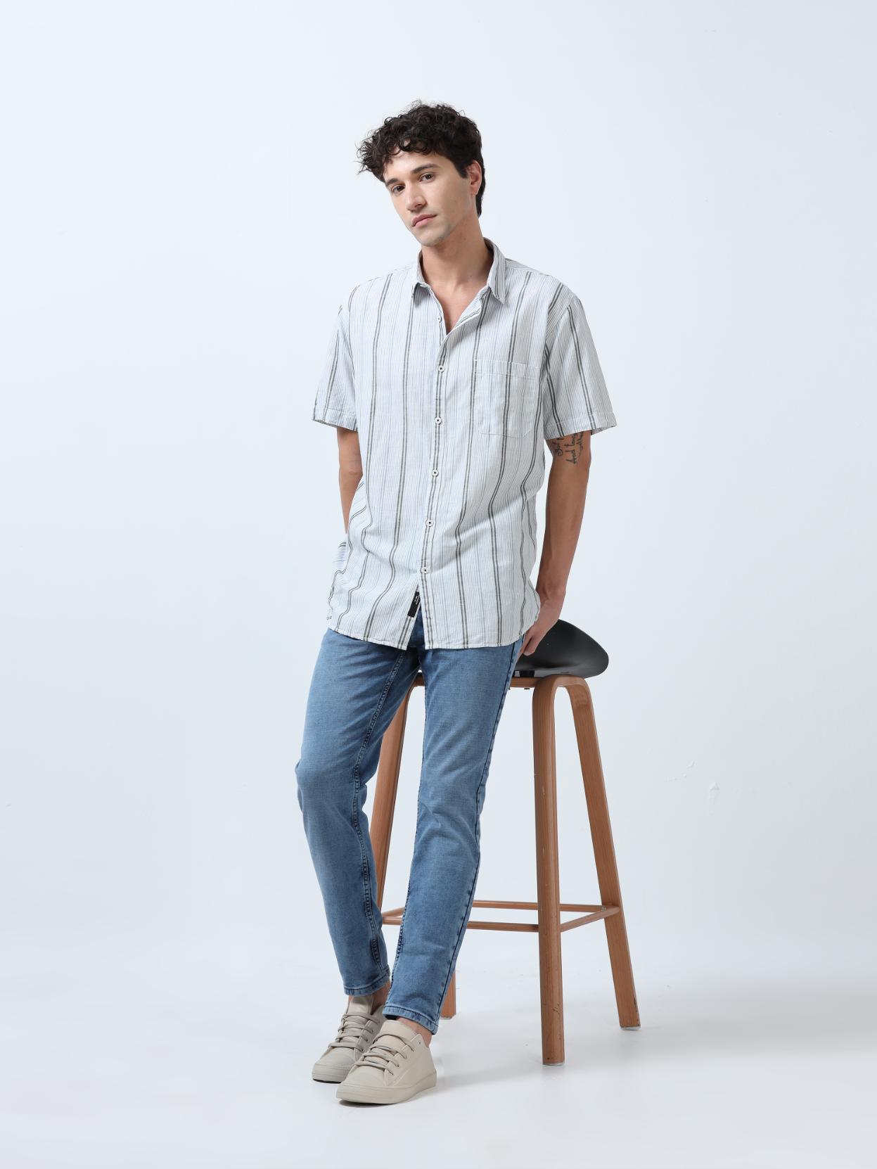 White Stripes Cotton Shirt